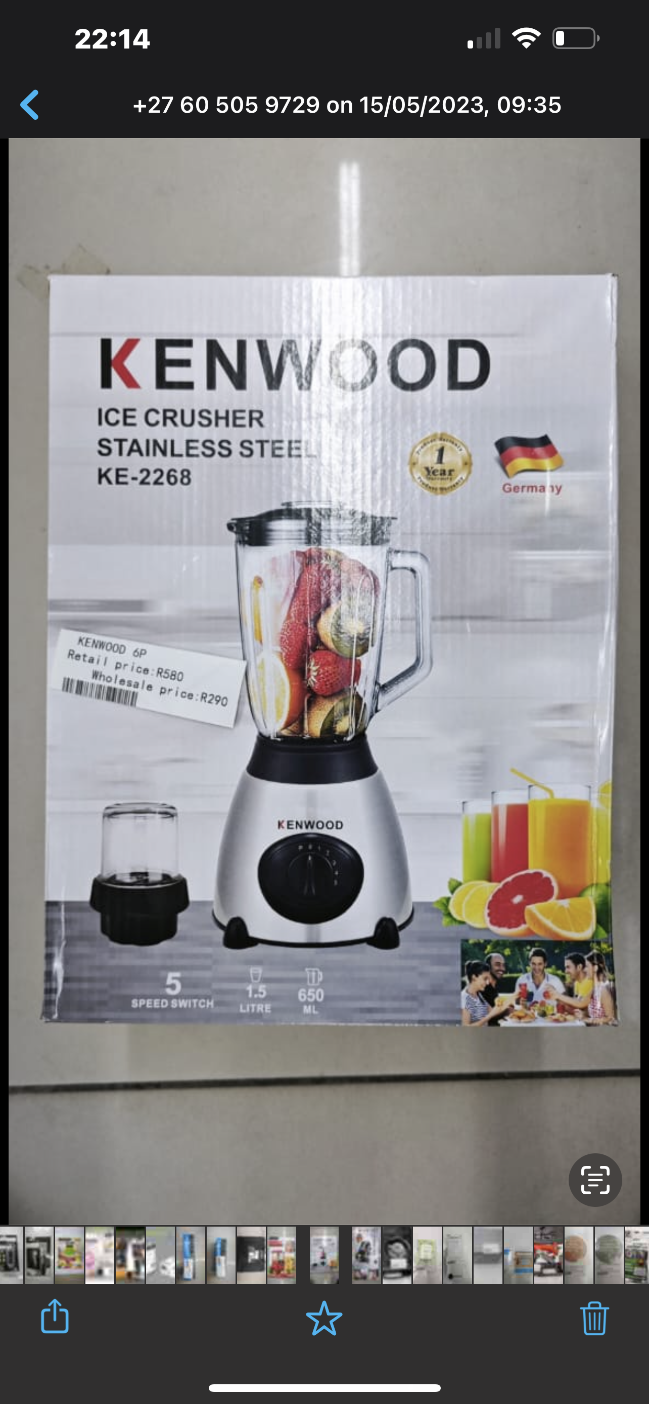 Kenwood 6 Blades Ice Crusher Blender With Grinder - Stainless Steel - 2 In  1
