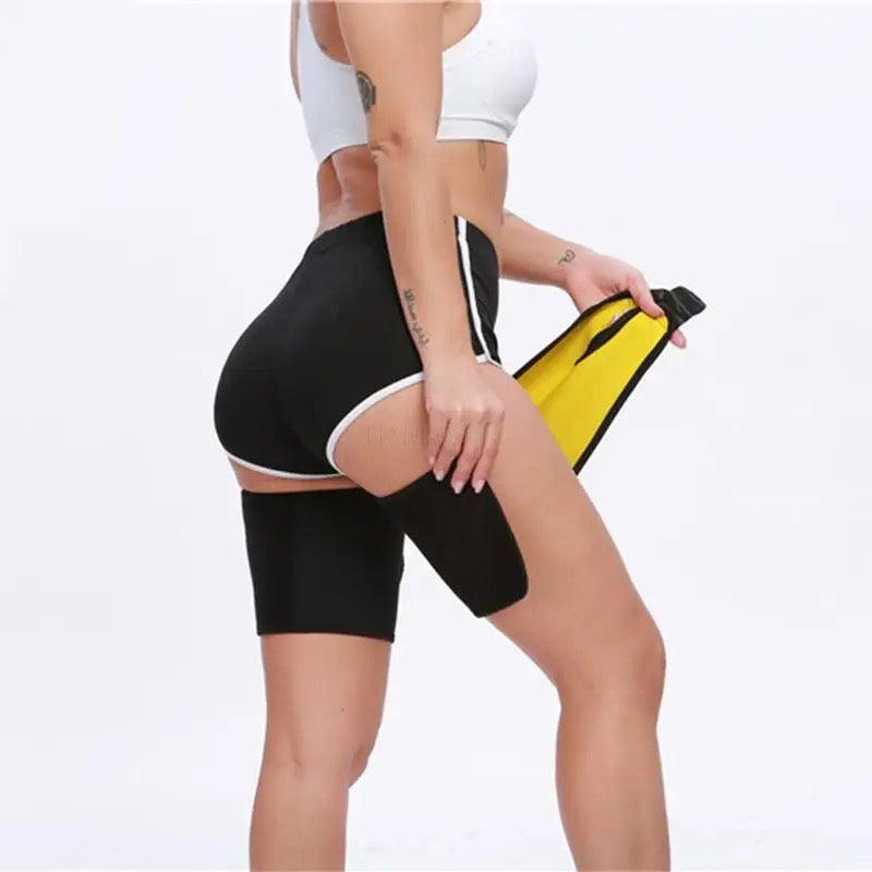 Fitness Thigh Protector pair of sweaty leggings with plastic leg restraint belt for sports, fitness, running, yoga, sweaty belt for legs