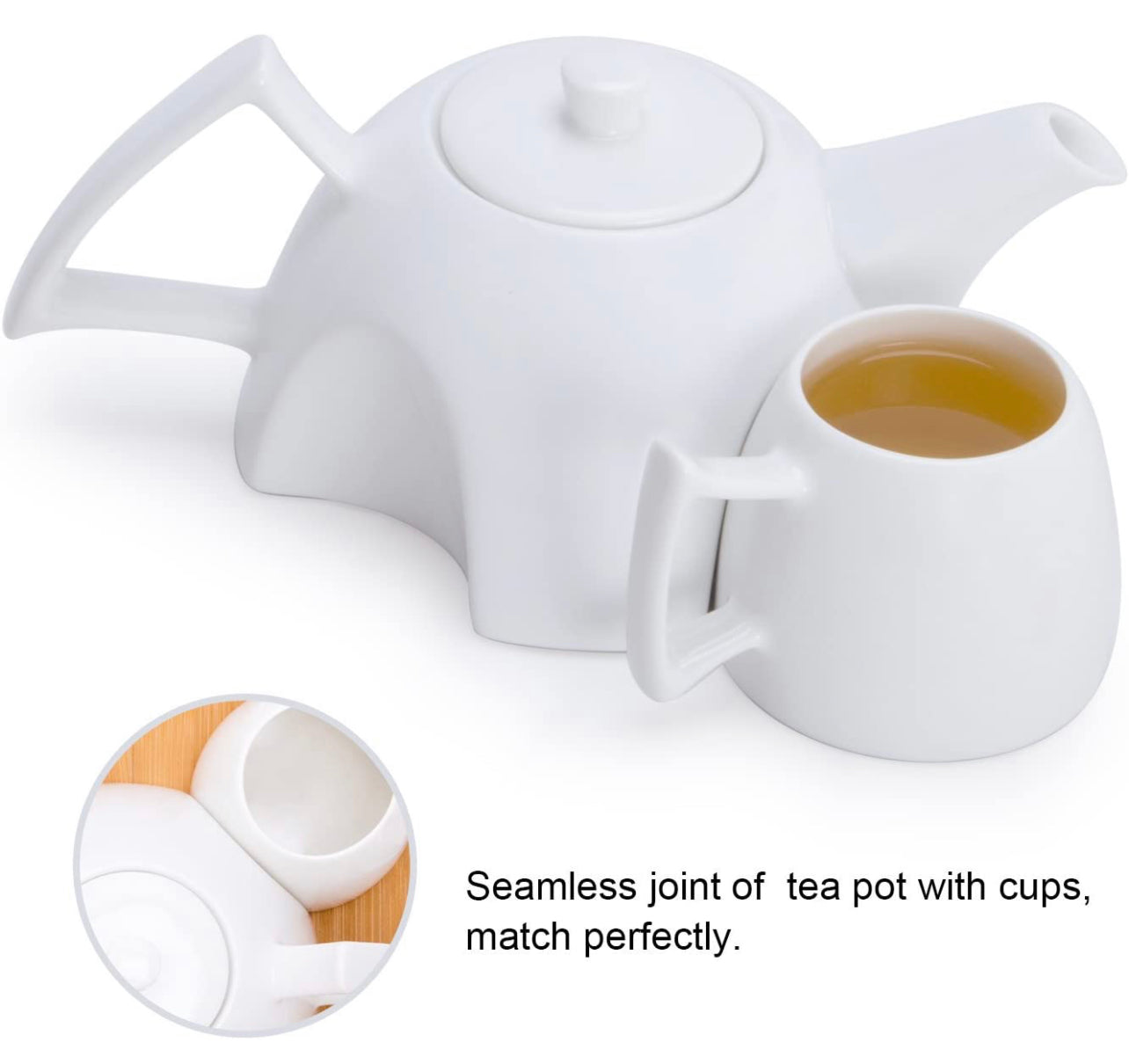 Mini Porcelain Tea Set - Ceramic Teapot Coffee Cup Set for Drinking Tea, Latte, 6pc