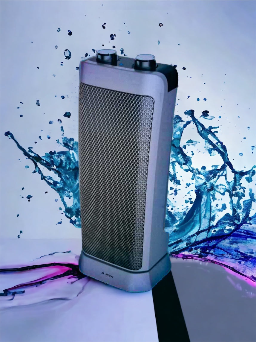 Small Ceramic Space Heater ECO Oscillating Portable Fan 2 Modes 1000W/2000W