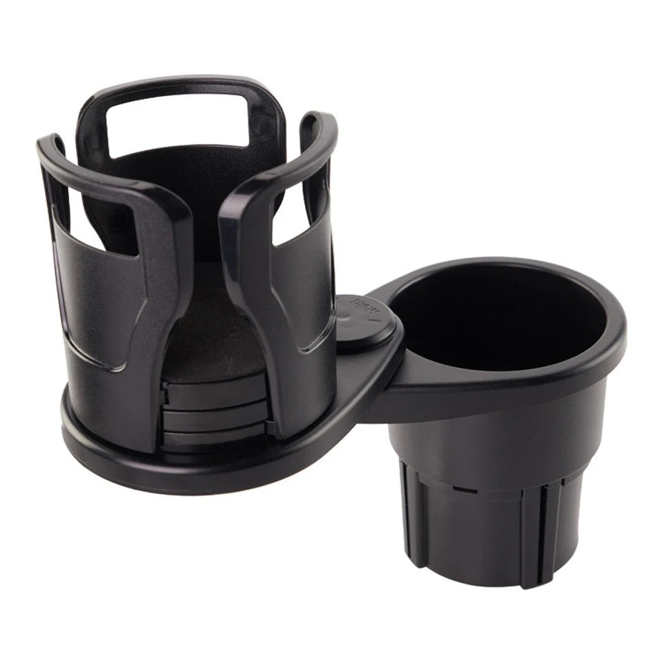 Car Cup Holder Expander Adapter, 2 in 1 Multifunctional 2 Cup Mount Extender Sturdy Cupholder with 360° Rotating Adjustable Base
