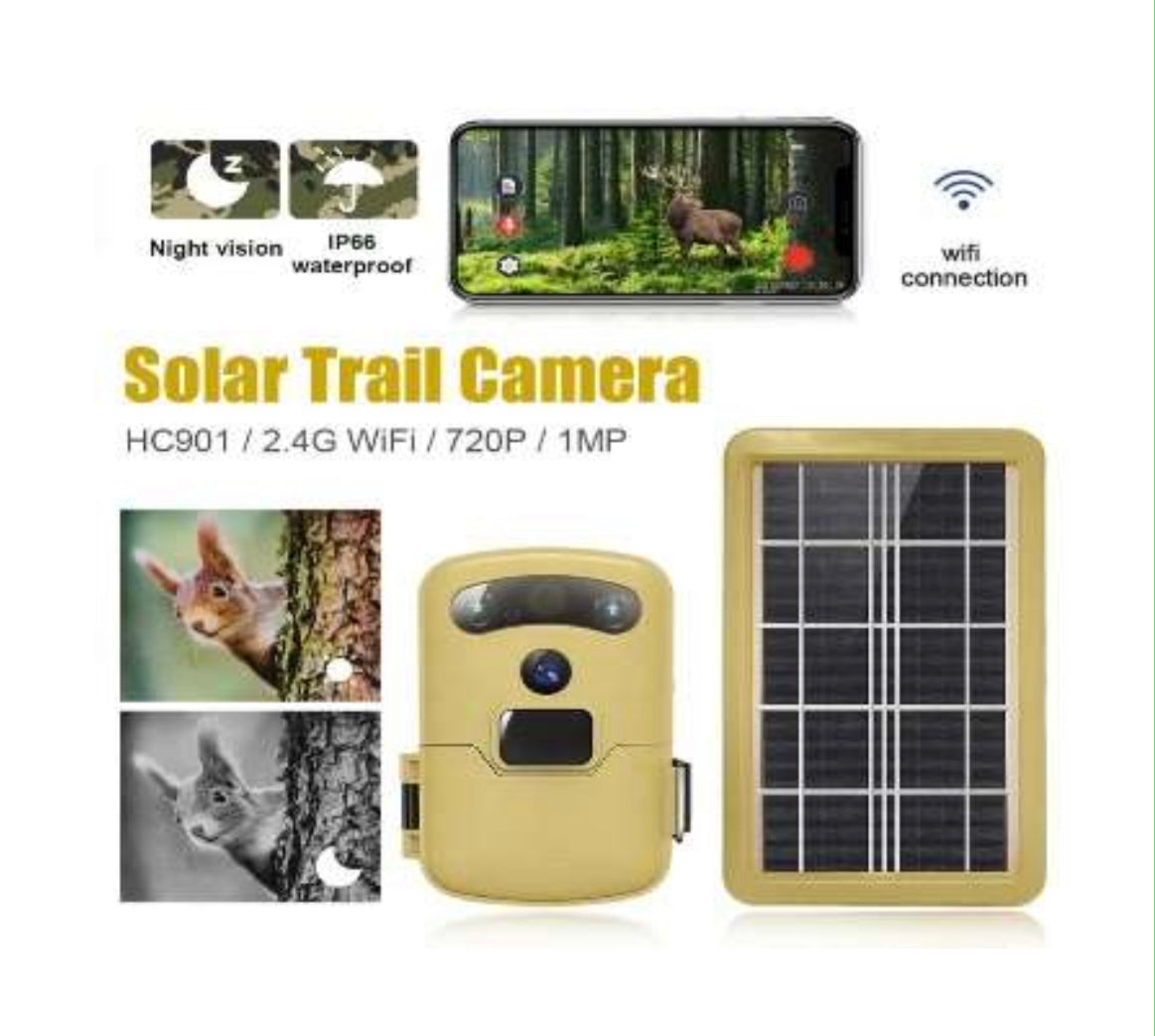 Trail Trap Camera Portable Hunting Trail Camera Solar Panel Powered Night Vision Tracking Surveillance Photo Traps