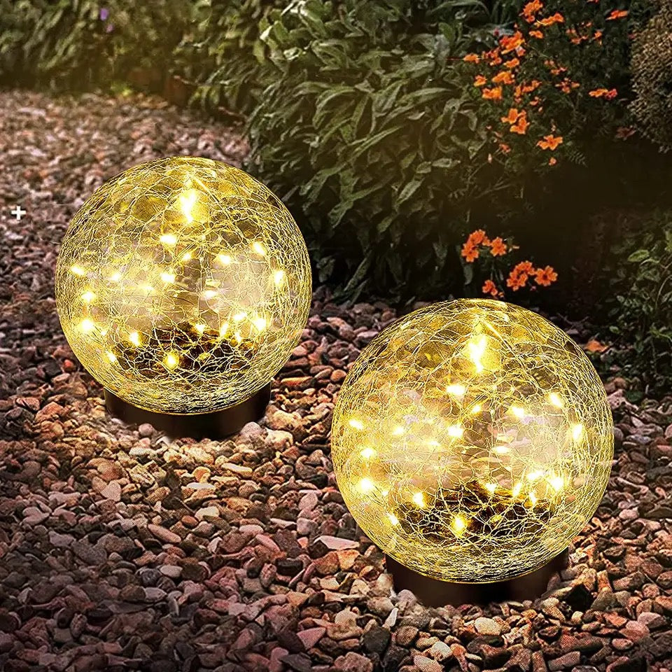 Solar LED Light Outdoor Cracked Glass Ball Lamp In-Ground Solar Garden Light Waterproof for Garden Pathway Party Decoration