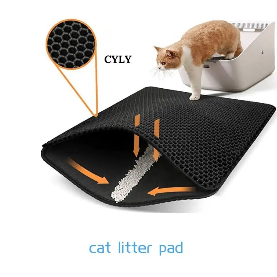 New Washable Double Layer Pet Supply Pet Cat Litter Mat Pet Litter Box Mat Non-slip Sand Cat Pad Feeding Pad Placemat