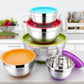 MHome 5-Piece Stainless Steel Salad Bowl Set with Covers & Silicone Bottoms