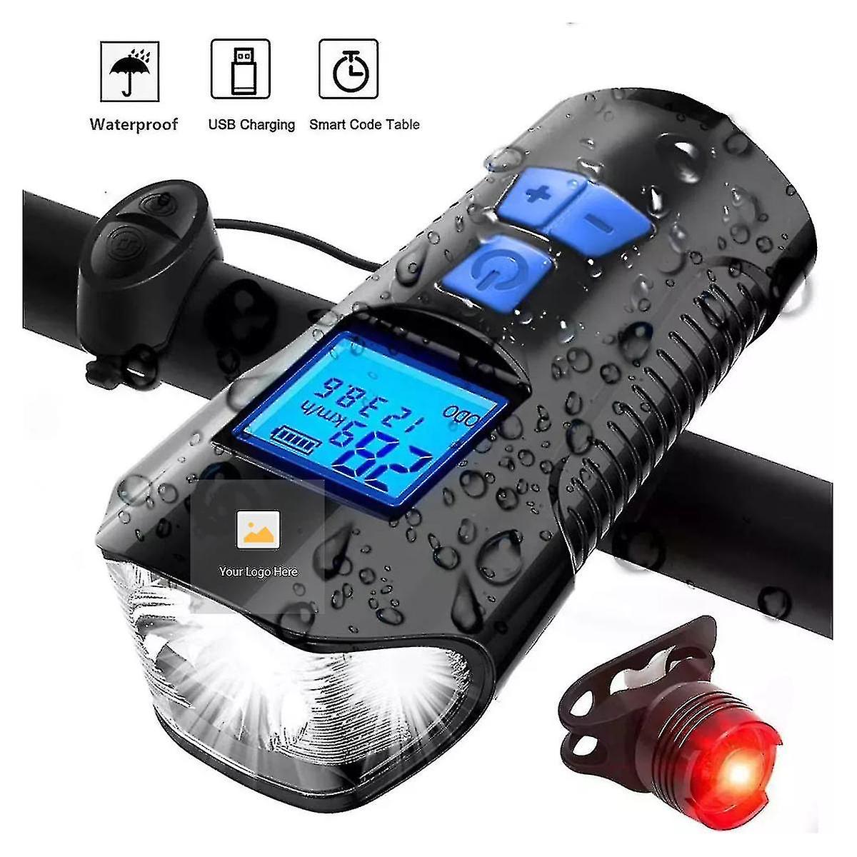 Dual Light Source Wireless Code Meter with Horn Bicycle Front Light