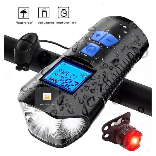 Dual Light Source Wireless Code Meter with Horn Bicycle Front Light