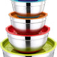 MHome 5-Piece Stainless Steel Salad Bowl Set with Covers & Silicone Bottoms