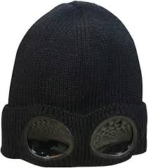 Unisex Goggles Beanie Hat – Knitted Winter Cap with Built-in Goggle Lenses