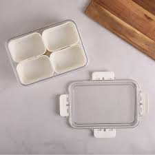 MHome 4, 6 & 9-Compartment Divided Clear Snack Box with Lid & Handle
