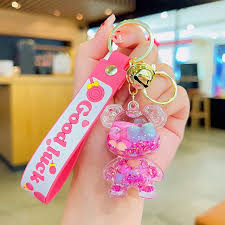 Cartoon Rhinestone Rabbit Keychain Car Pendant Bunny Key Ring School Bag Small Gift Accessories Fashion