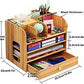 Storage Zone Multi-Compartment Wooden Desktop Stationery Organiser