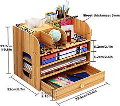 Storage Zone Multi-Compartment Wooden Desktop Stationery Organiser