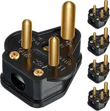 Plug-top Round 3 Pin 16amp Black Plastic - 5pc