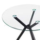MFurn Round Clear Glass Top Bistro Table with Black Iron Trestle Legs