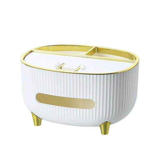 MHome Elegant Tissue Dispenser with Built-In Phone Holder & Storage Compartments