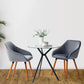 MFurn Round Clear Glass Top Bistro Table with Black Iron Trestle Legs
