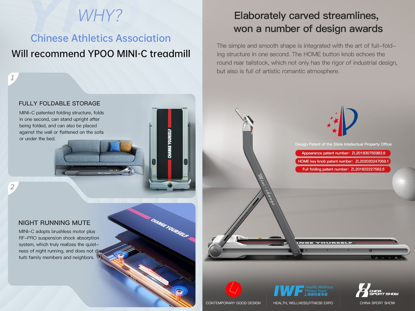 YPOO Mini Change Motorized Folding Treadmill – Home & Office Fitness