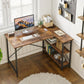 MFurn L-Shaped Computer Desk with Storage Shelves – Reversible Corner Workstation