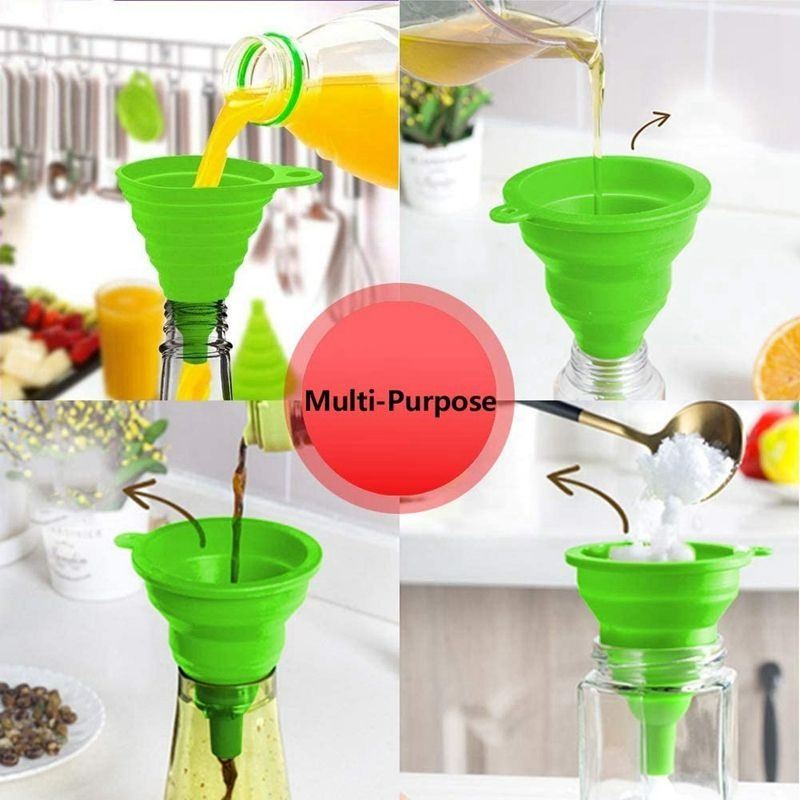MHome Silicone Collapsible Funnel – Food Grade Foldable Kitchen Funnel