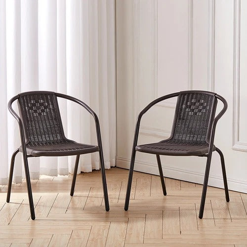 MFurn Bistro 3 Piece Outdoor Wicker Set With Glass Top Table - Various Colours