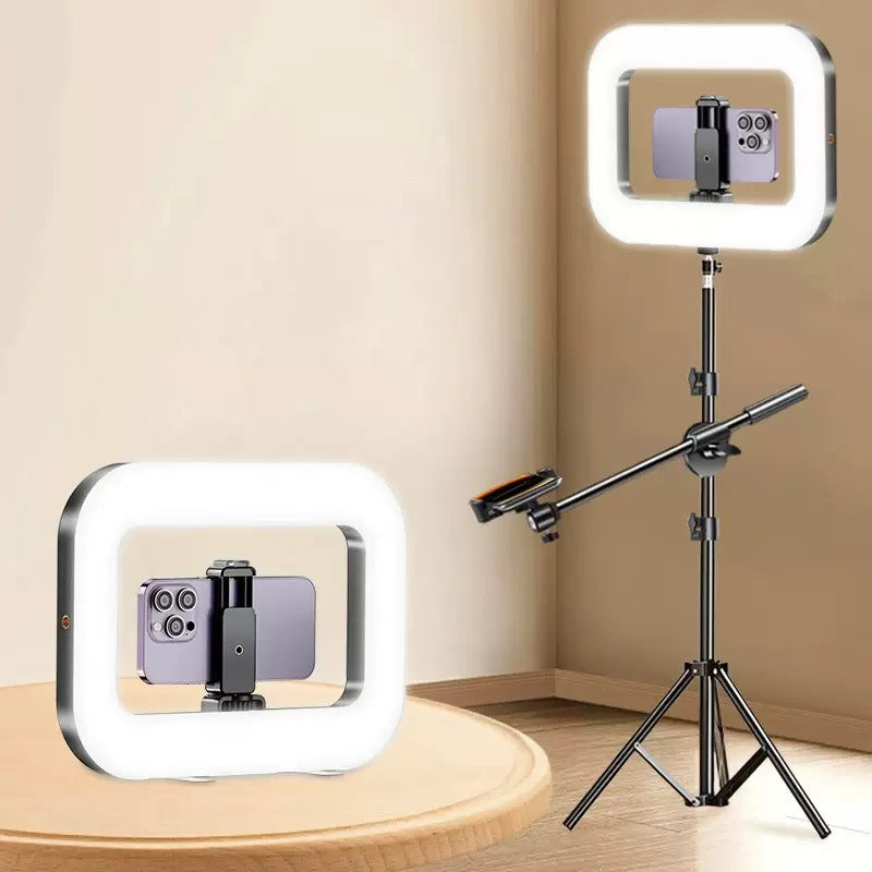 MTech Handheld LED Ring Light Video Rig with Adjustable Tripod for Phones & Cameras