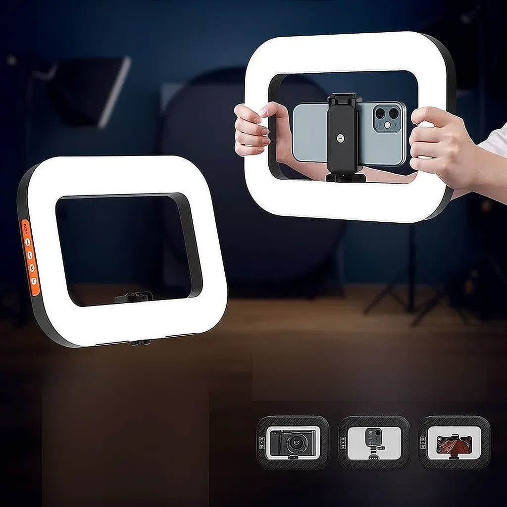 MTech Handheld LED Ring Light Video Rig with Adjustable Tripod for Phones & Cameras