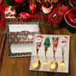 MHome Christmas Spoon and Fork Set, 4-Piece Stainless Steel Cutlery with Festive Figurine Handles