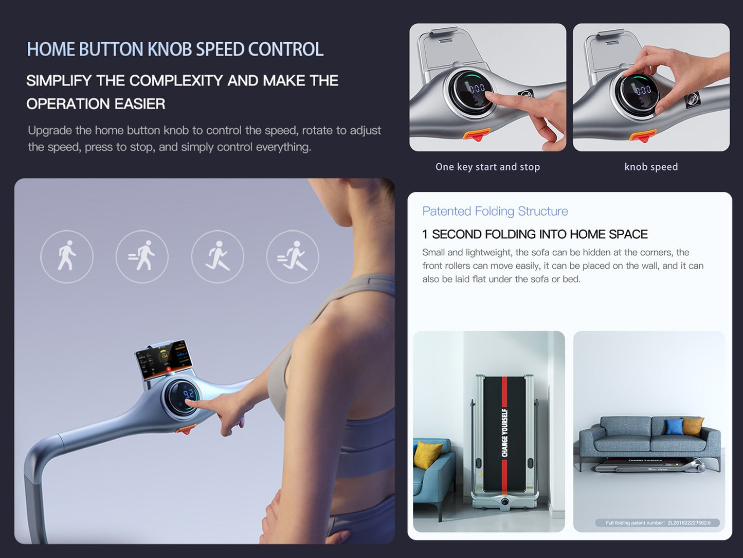 YPOO Mini Change Motorized Folding Treadmill – Home & Office Fitness