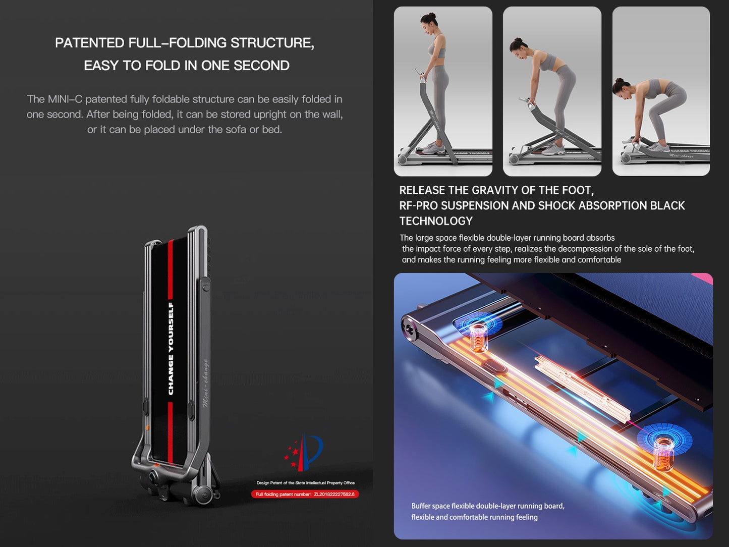 YPOO Mini Change Motorized Folding Treadmill – Home & Office Fitness