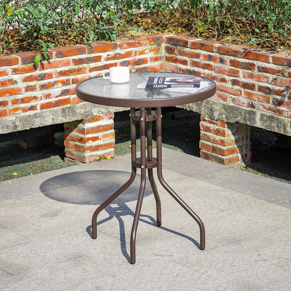 MFurn Bistro 3 Piece Outdoor Wicker Set With Glass Top Table - Various Colours