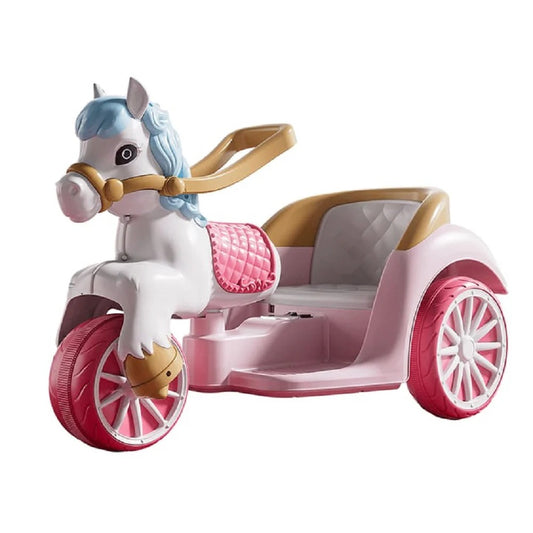 Kids Electric Horse Carriage Ride-On | 12V Battery | Music, USB, Dual-Drive | Princess Style Carriage