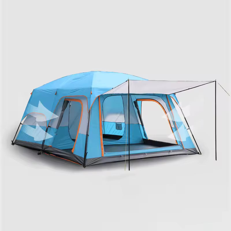 MHome 2-Room 4-6 Person Tunnel Camping Tent with Awning & Built-in Floor