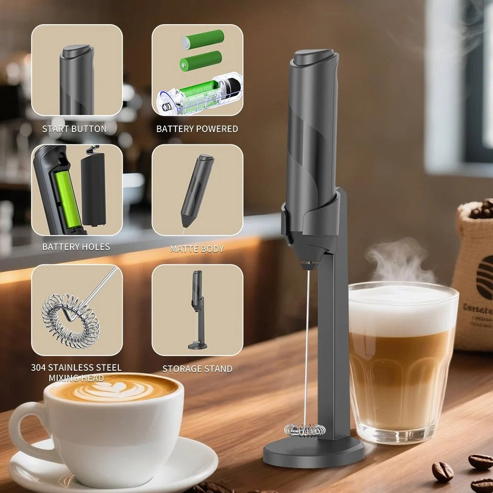 MHome Rechargeable Electric Milk Frother – USB Handheld Foam Maker Wand, Quiet Mixer