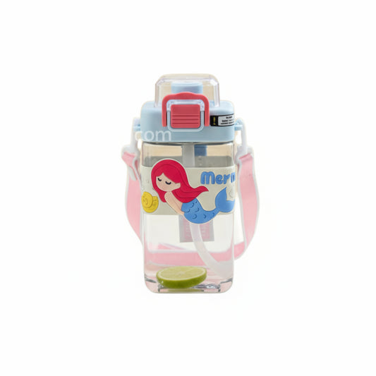 Cute Kids Cartoon Water Bottle With Straw & Strap – Leakproof BPA-Free