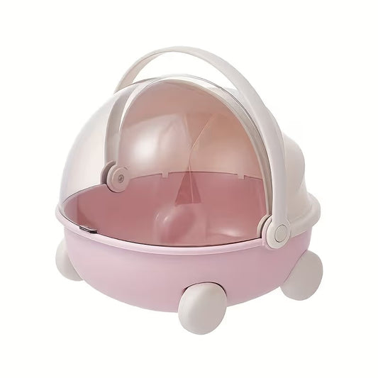 MHome Dustproof Storage Box – Pink Multifunctional Organizer for Makeup, Jewelry & Desk Items