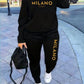 Women’s Tracksuit Set Hoodie + Pants MILANO Print Autumn Winter Outfit-Various Colours