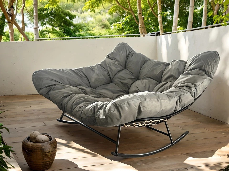 MFurn Roch Inspired Double Egg Rocking Chair With Oversized Padded Cushion
