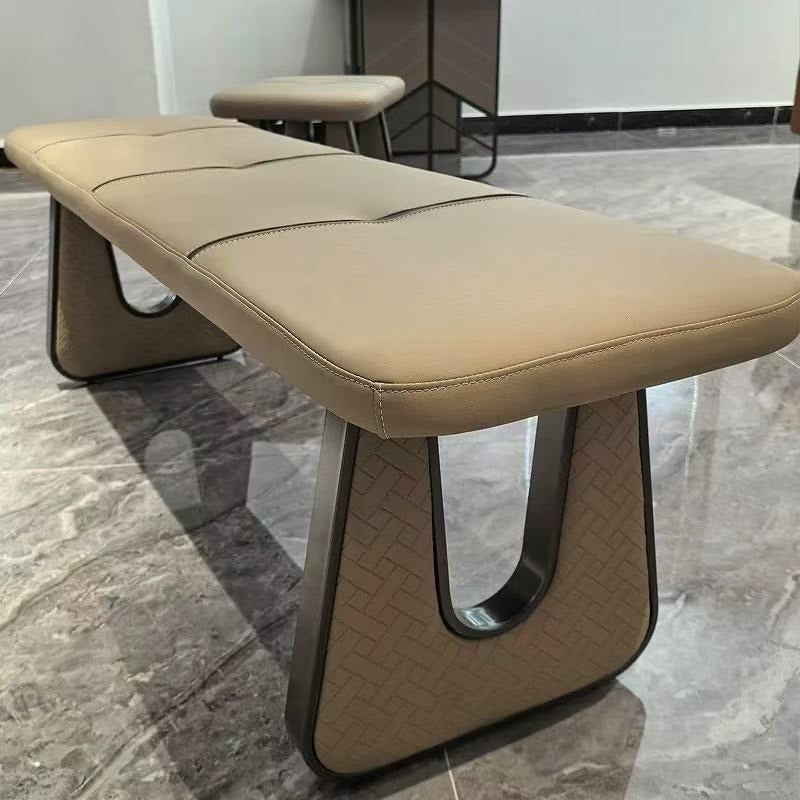 MFurn Leather-Upholstered Square Soft Seat Bench