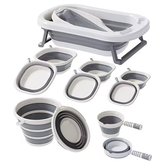 MBaby 4-Piece Foldable Baby Bath Tub Set with Accessories