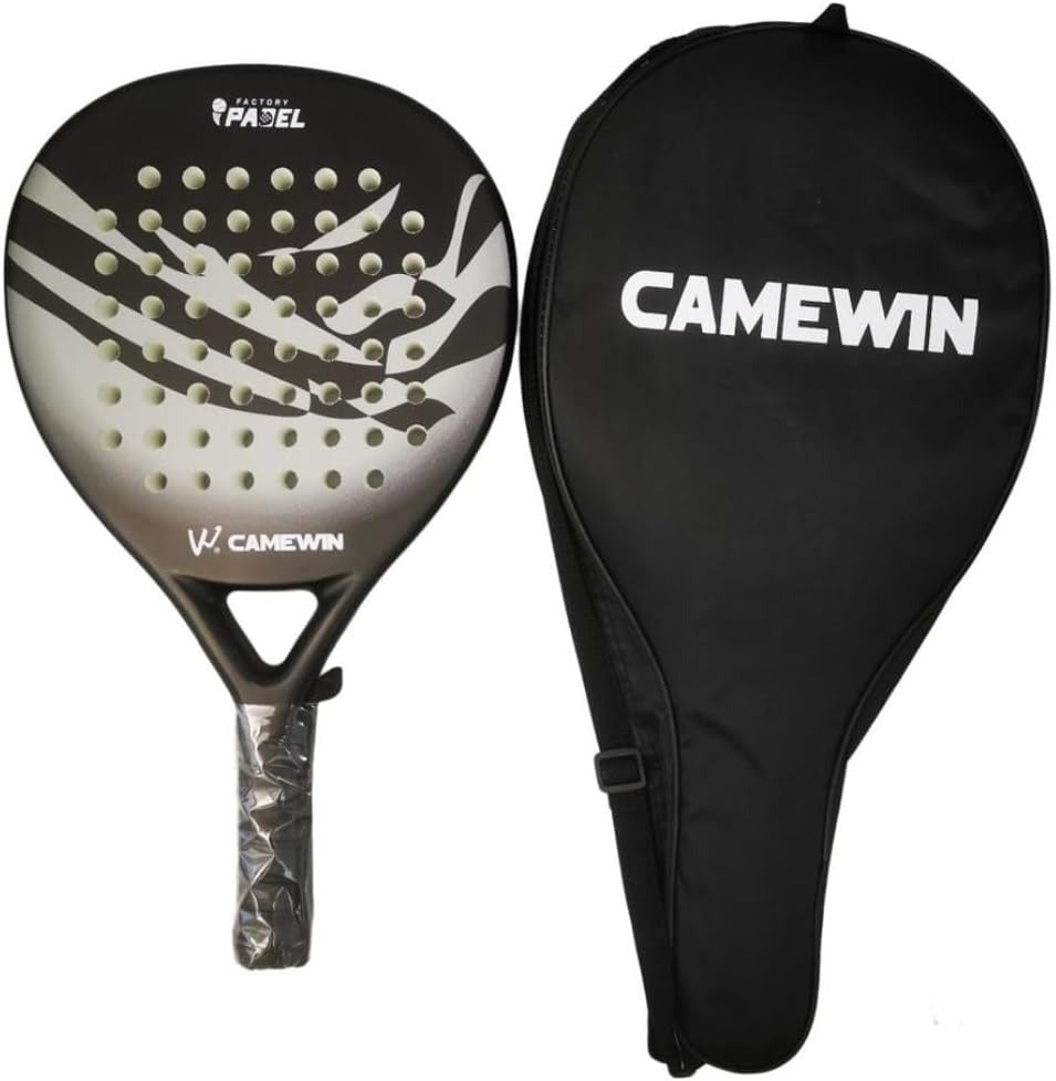Carbon Fibre Padel Racket / Bat - Marble Design & Padded Carry Bag