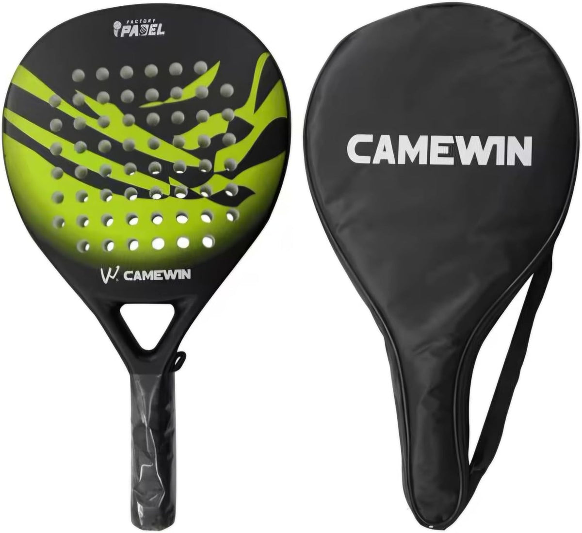 Carbon Fibre Padel Racket / Bat - Marble Design & Padded Carry Bag