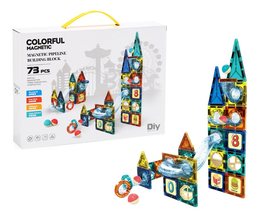 MKids 73-Piece Magnetic Pipeline Building Blocks Set