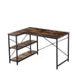 MFurn L-Shaped Computer Desk with Storage Shelves – Reversible Corner Workstation