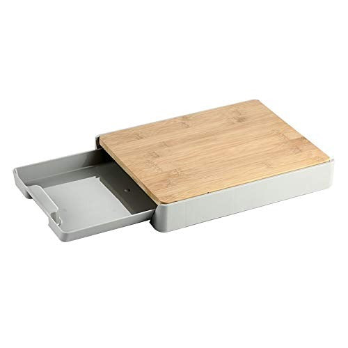 MHome Bamboo Cutting Board with Slide-Out Tray