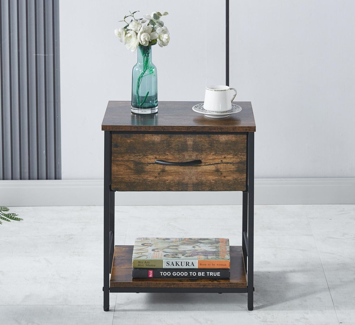 MFurn Fabric Storage Drawer Cabinet – Bedside Table, Side Table, Nightstand, or End Table