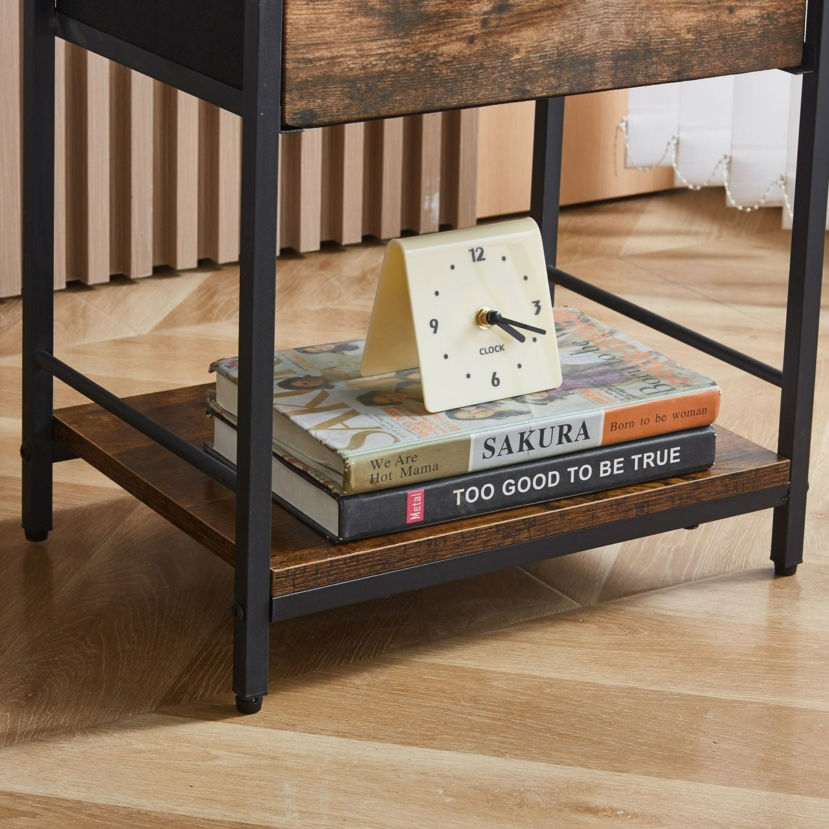 MFurn Fabric Storage Drawer Cabinet – Bedside Table, Side Table, Nightstand, or End Table