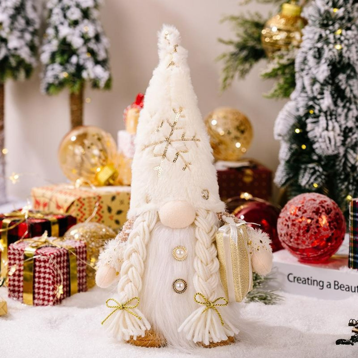 Christmas Gnome with LED Lights, 30 cm Plush Swedish Tomte Elf Doll, Battery-Operated Holiday Decoration