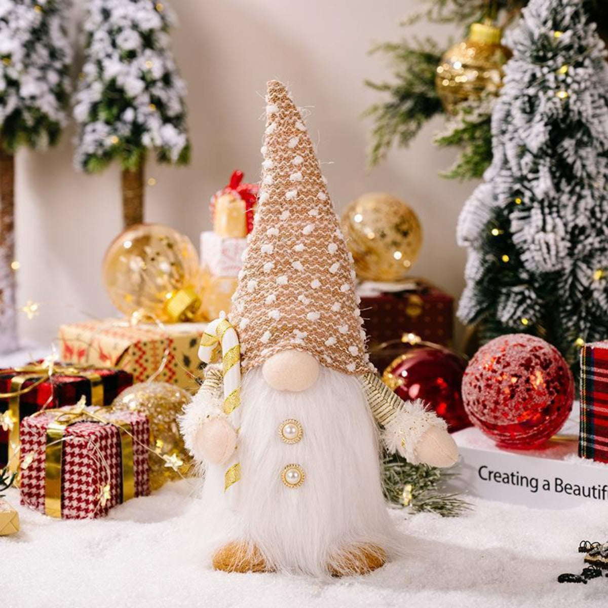 Christmas Gnome with LED Lights, 30 cm Plush Swedish Tomte Elf Doll, Battery-Operated Holiday Decoration