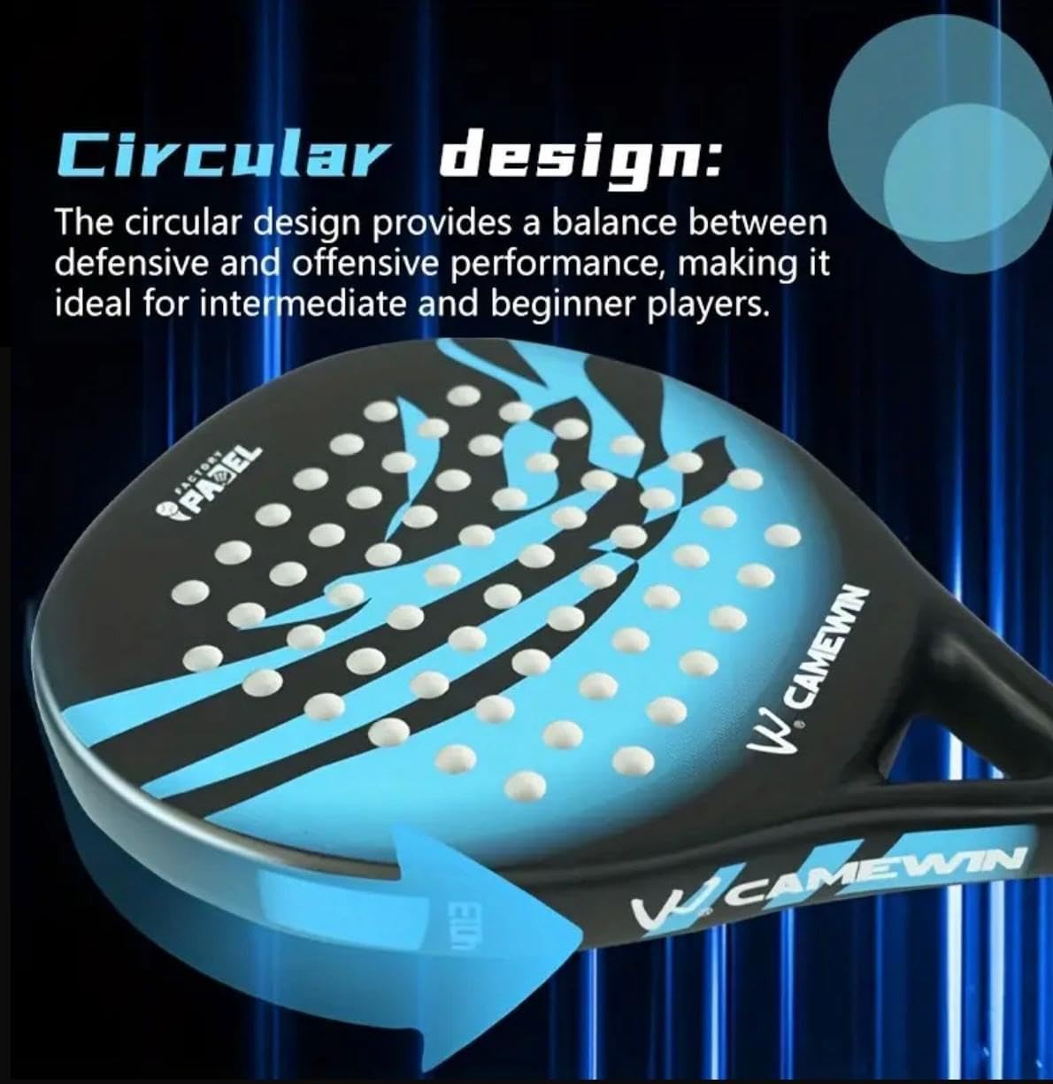 Carbon Fibre Padel Racket / Bat - Marble Design & Padded Carry Bag